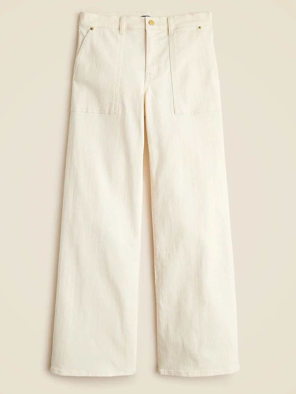 J.Crew Women Size 35 Ecru Wash Denim High Waist Camp-Pocket Wide-Leg Jean NWT
